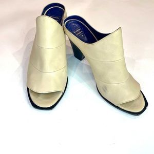Valentina Rangoni Open Toe Slide On  Shoes, Made In Italy, Dust Cashmere, Sz 9
